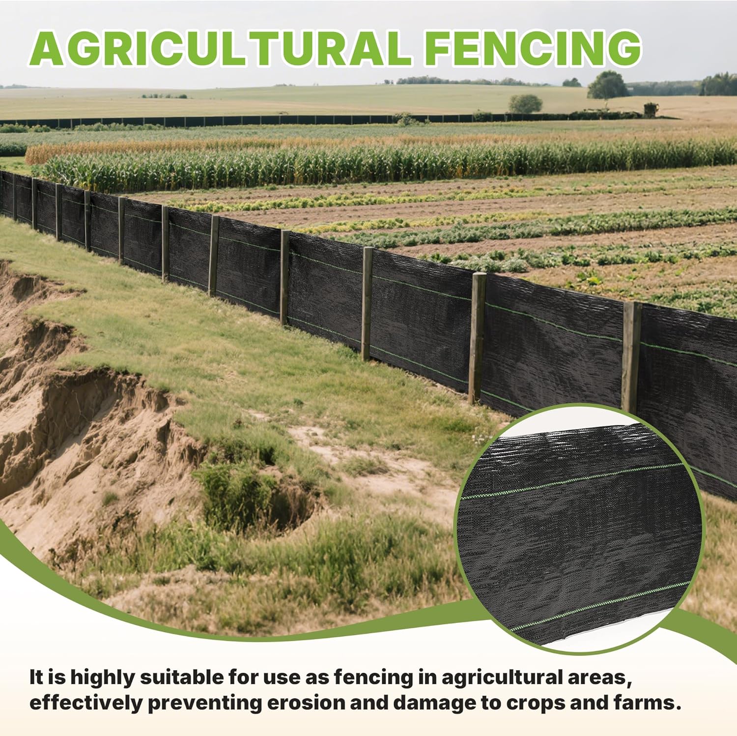 Black Silt Fence Fabric - 500ft X 3ft (3.2oz Thick) Erosion Control for Agricultural Fencing, Erosion Control, Construction Job Sites, Ground Cover Weed Barrier, Driveway Fabric