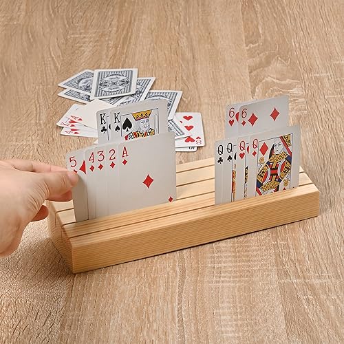 Miniatura 6 de WILLOWDALE Juego de 4 tarjeteros de madera para jugar a las cartas, juego de 4, cartas de puente de canasta, para adultos, tarjetero de madera
