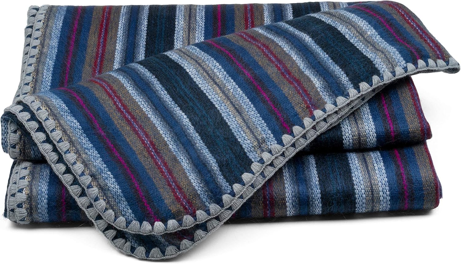 QISU Alpaca Wool Blanket Throw | Large, Beautiful, Warm, Variegated | 85 x 65 inches | Ultra-Soft, Hypoallergenic and Breathable | Non-Itchy or Scratchy (Deep Blue Splash) - Image 3