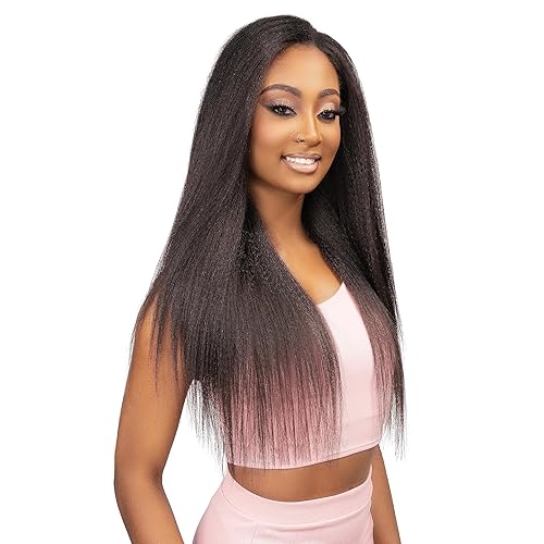 Miniatura 3 de REMY ILLUSION - Extensiones de cabello lacio tipo afro con clip de 7 piezas, fibra sintética de alta calidad, tacto de cabello humano, clip (natural)
