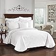 King Charles Modern Farmhouse Floral Matelasse Bedspread, 100% Cotton Breathable Bedding, Full/Queen, White