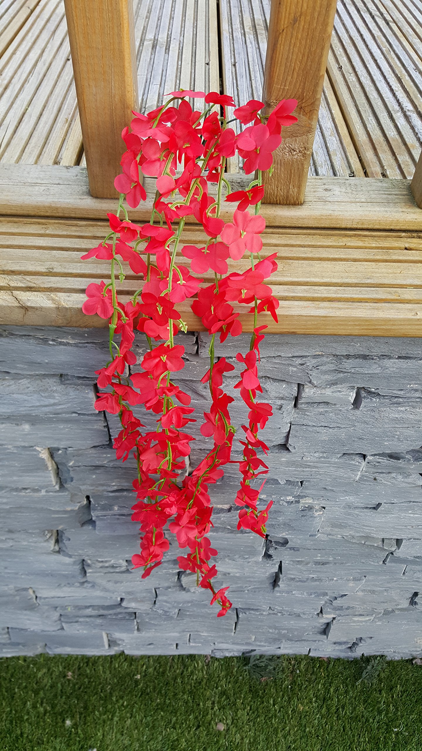 Best Artificial 80cm Trailing Flower Garland Hanging Vine String Plant (Red)