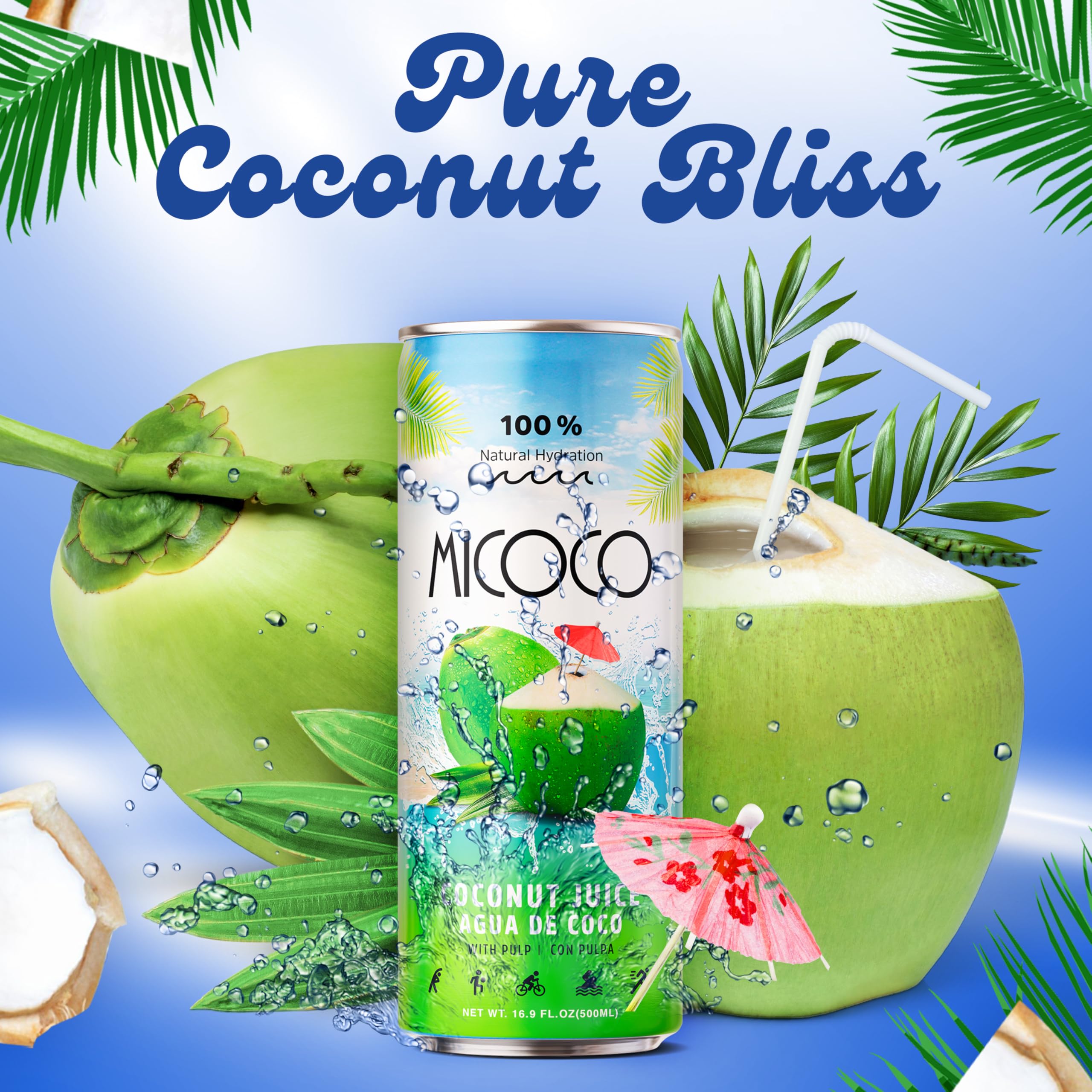 Amazon.com : MICOCO Coconut Juice, 60% Juice, With Pulp, 16.9 Fl