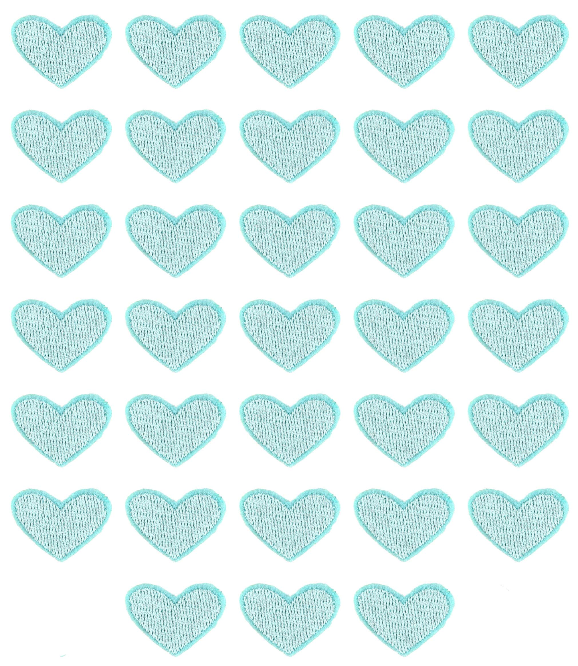 MSCFTFB 33 Pieces Small Heart Iron on Patches Sew Embroidered Patches Appliques Garment Embellishments for Clothing Jackets Backpack Shoes Repairing