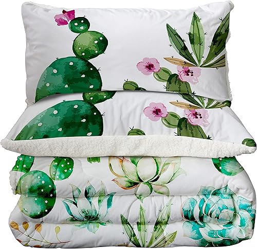 Miniatura 10 de ARIGHTEX Juego de cama de sherpa súper suave, ligero, mullido, relleno de poliéster, con 2 fundas de almohada (perezoso del bosque, individual)