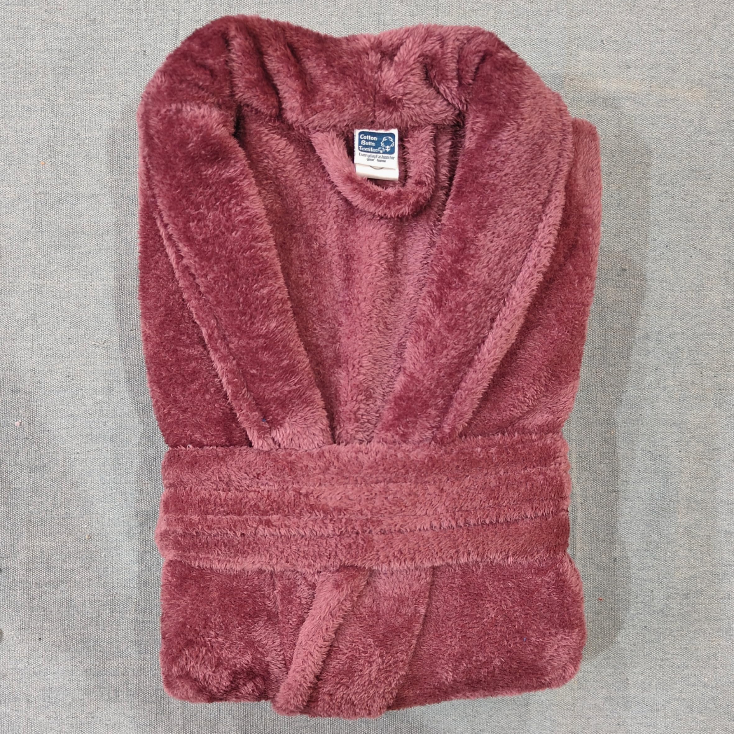 Cotton Bolls Textiles Luxury Plush Microfiber Bath Robe for Women & Men (L, Wine) Shawl Collar Style Bathrobe with Long Sleeves Super Soft Highly Absorbent Fabric 1
