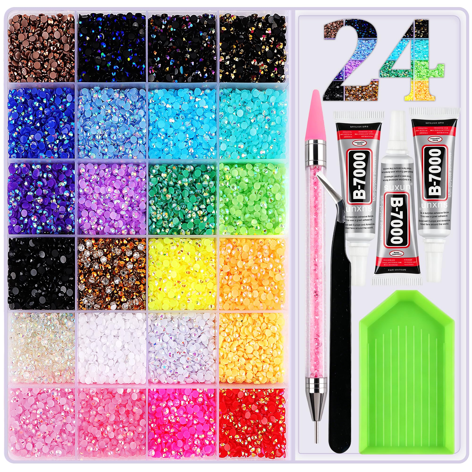 Bedazzling Kit, 24 Colour 3.2W Pcs Nail Art Rhinestones for DIY Decorations — image 1
