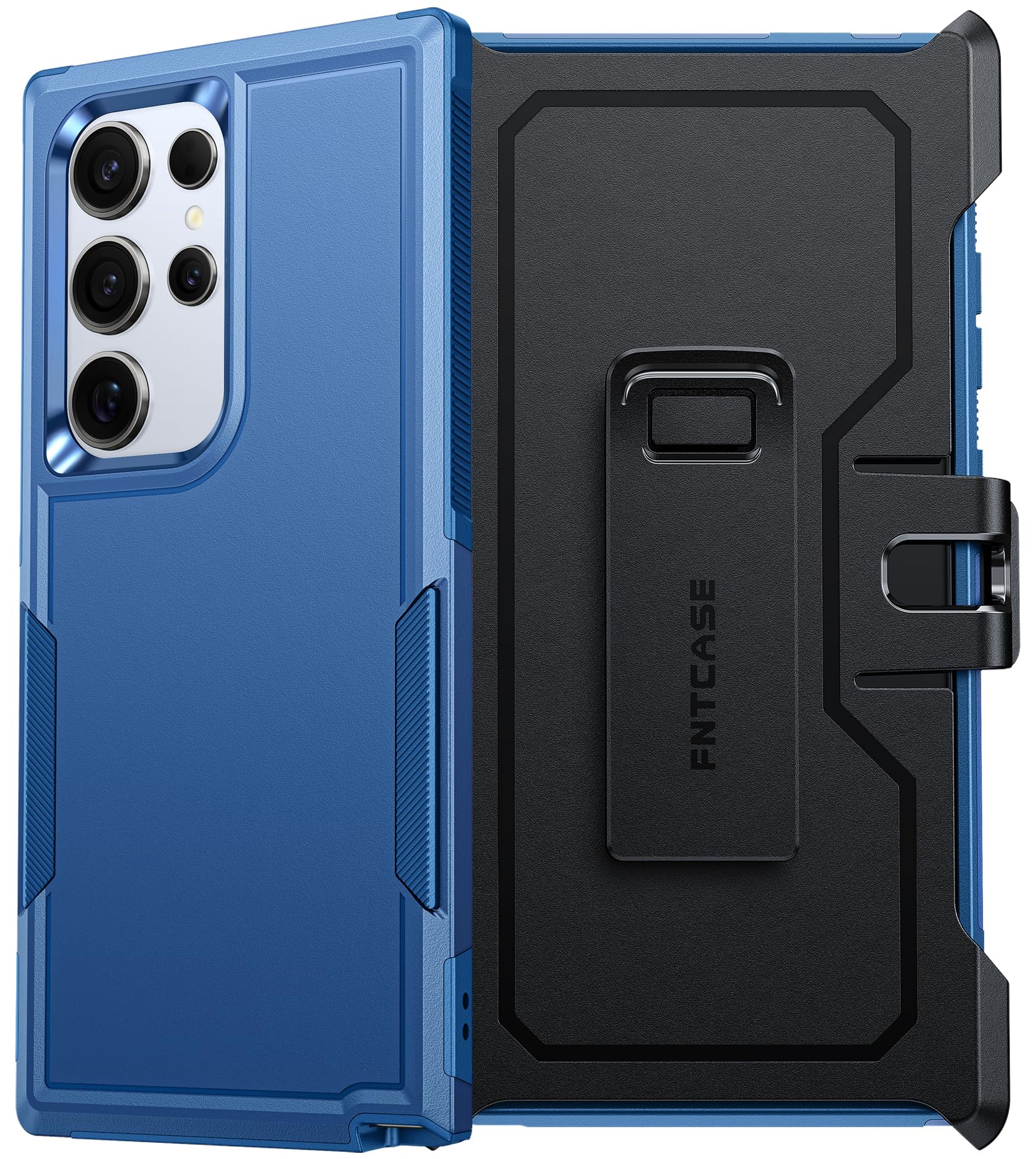 Photo 1 of FNTCASE for Samsung Galaxy S24-Ultra Case: Dual Layer Military Grade Drop Protection Cell Phone Cover with Belt-Clip Holster | Rugged Durable Heavy Duty Shockproof Protective Bumper Tough (Blue)