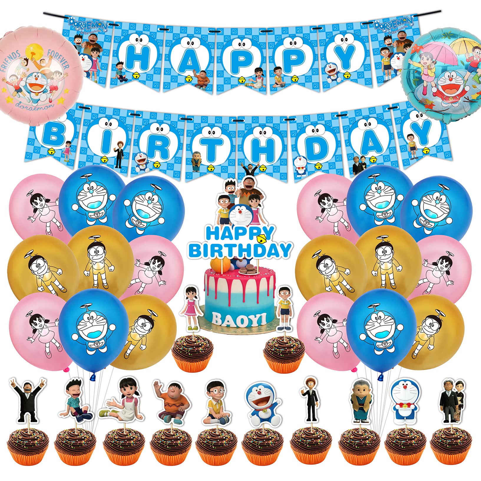 Buy 34Pcs Doraemon Birthday Party Supplies and Decorations Doraemon
