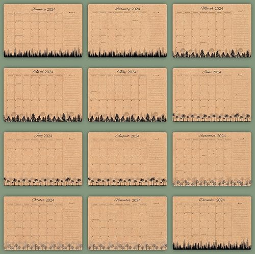 Miniatura 5 de mudrit Calendario de escritorio 2024  Páginas grandes Kraft de 12 x 17 pulgadas  Calendario mensual de pared (enero de 2024 a diciembre de 2024),