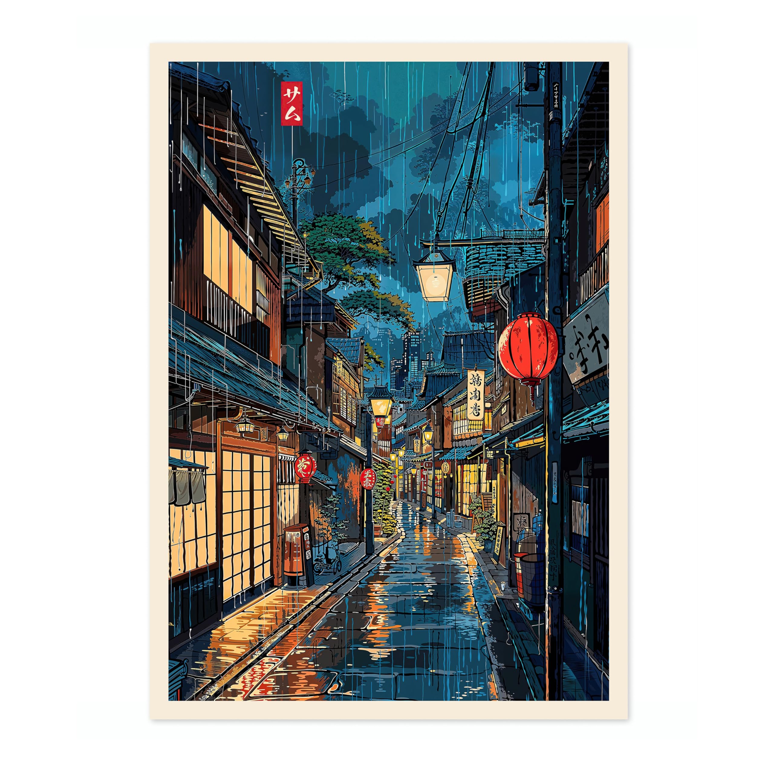 Sapporo Tea House Anime Woodblock Poster Print, Cartoon Manga Edo Aesthetic Wall Art Japanese Wall Art Bedroom Home Decor, A3 (Print Only) - 42x29.7cm โ image 1