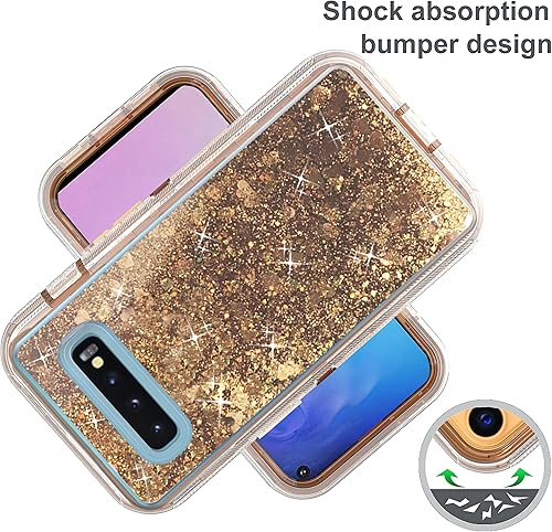 Miniatura 5 de Asuwish Funda de teléfono para Samsung Galaxy S10 Plus con protector de pantalla brillante líquida transparente híbrida de grado militar, funda