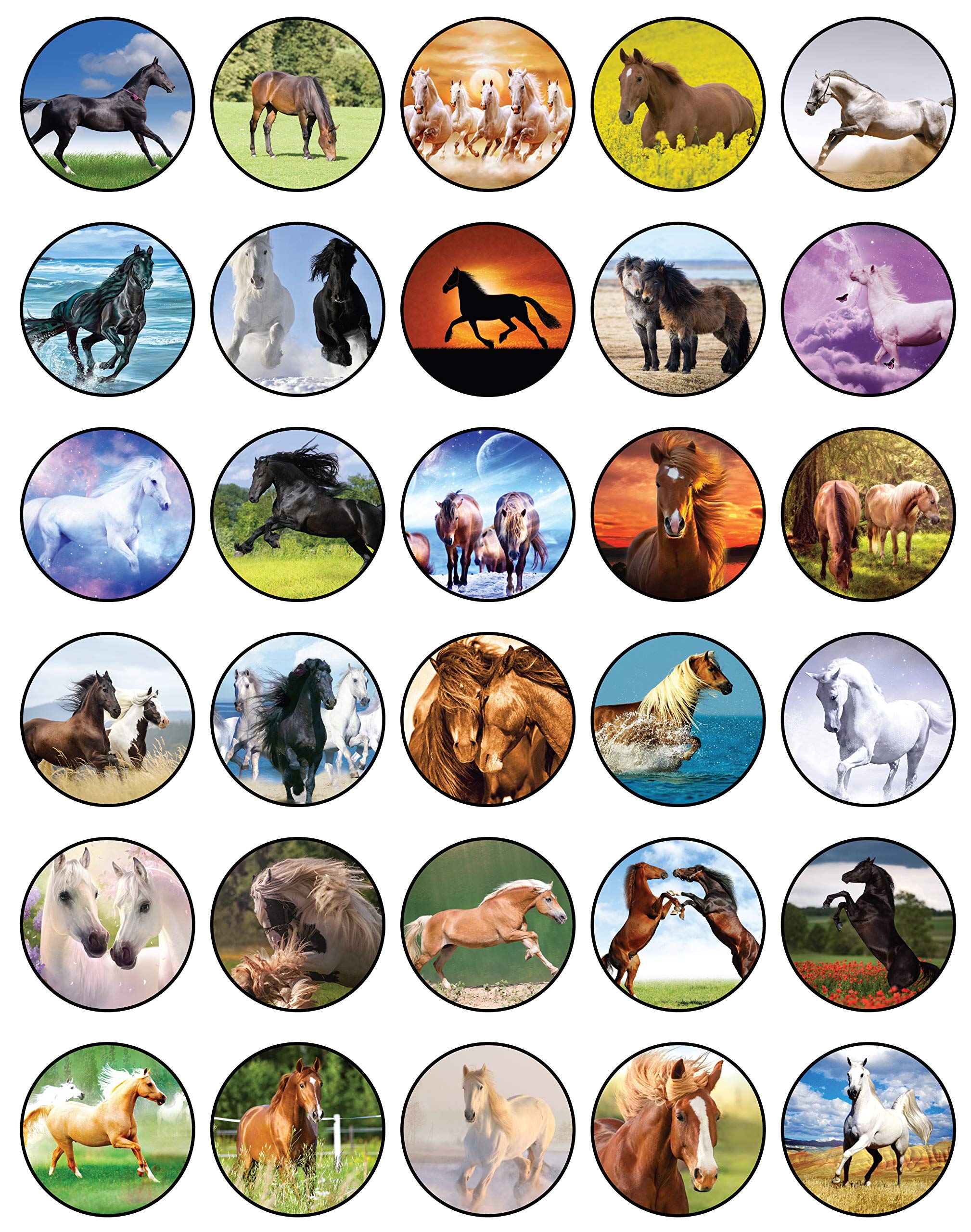 Buy 30 x Edible Cupcake Toppers Themed of Horses Fan Party Collection ...