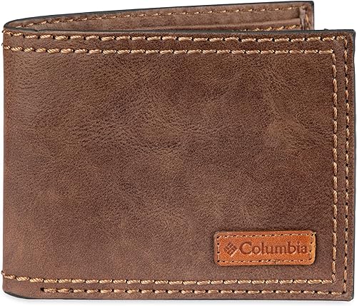 Cartera Columbia RFID para hombre tipo billetera Black Leather, Brown, Brown Deschutes, Dark Tan