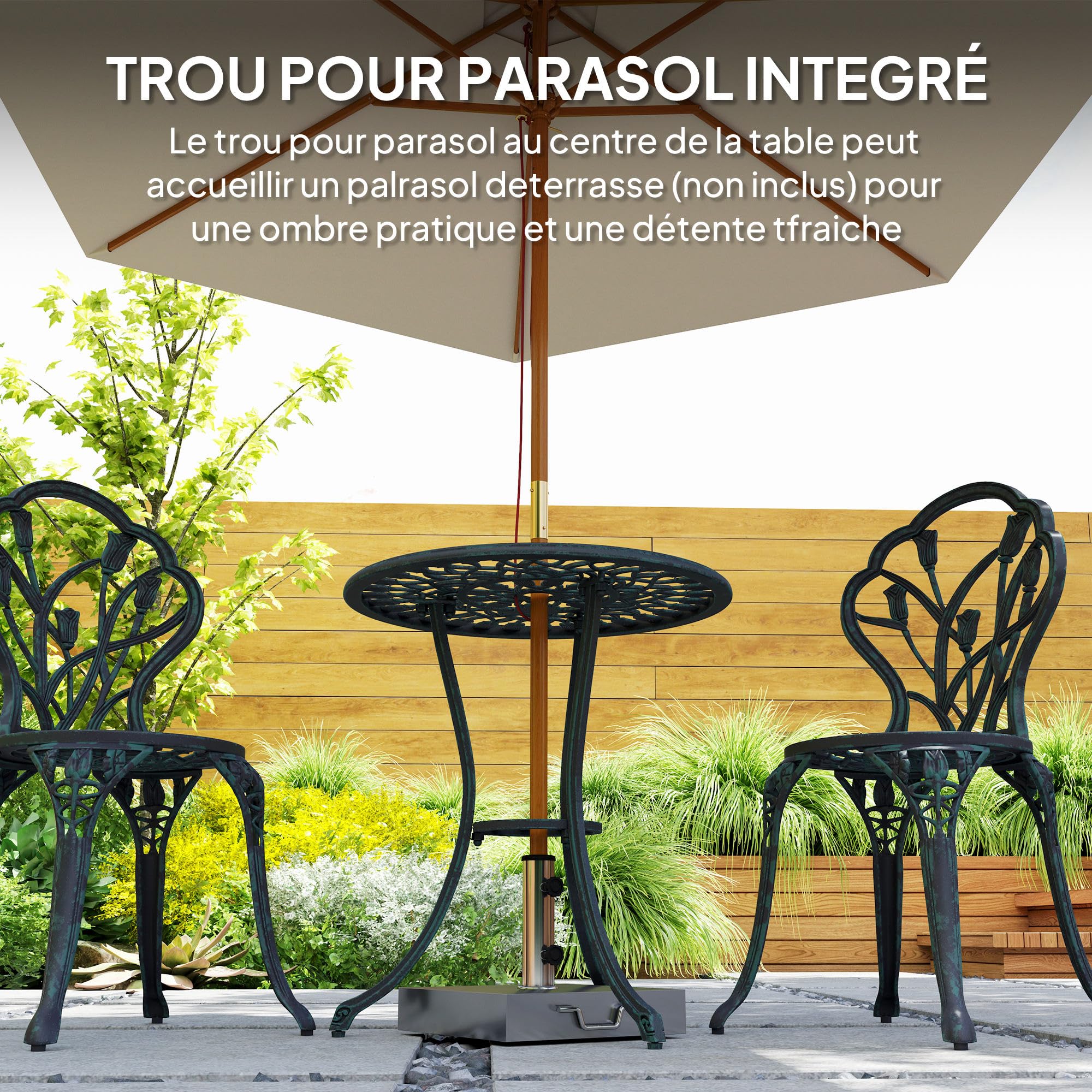 Table Et Chaises Style Rétro Set Salon Jardin 2 Places Outsunny - Table Et 2 Chaises Rétro En Fonte Aluminium Noir Salon Jardin Noir Durable