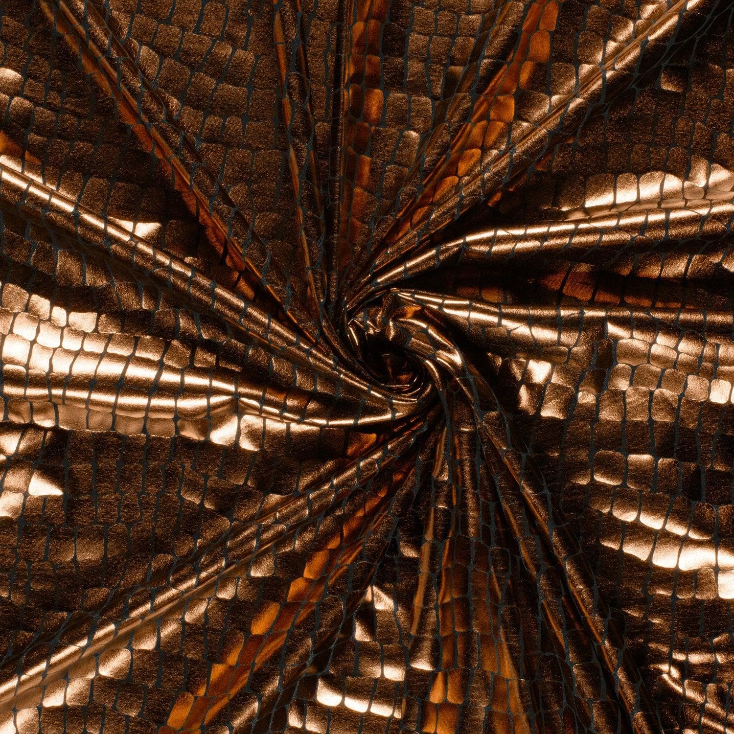 Crs Fur Fabrics Bronze Spandex Dance Lame Foil Crocodile Fabric Material 1Mtr