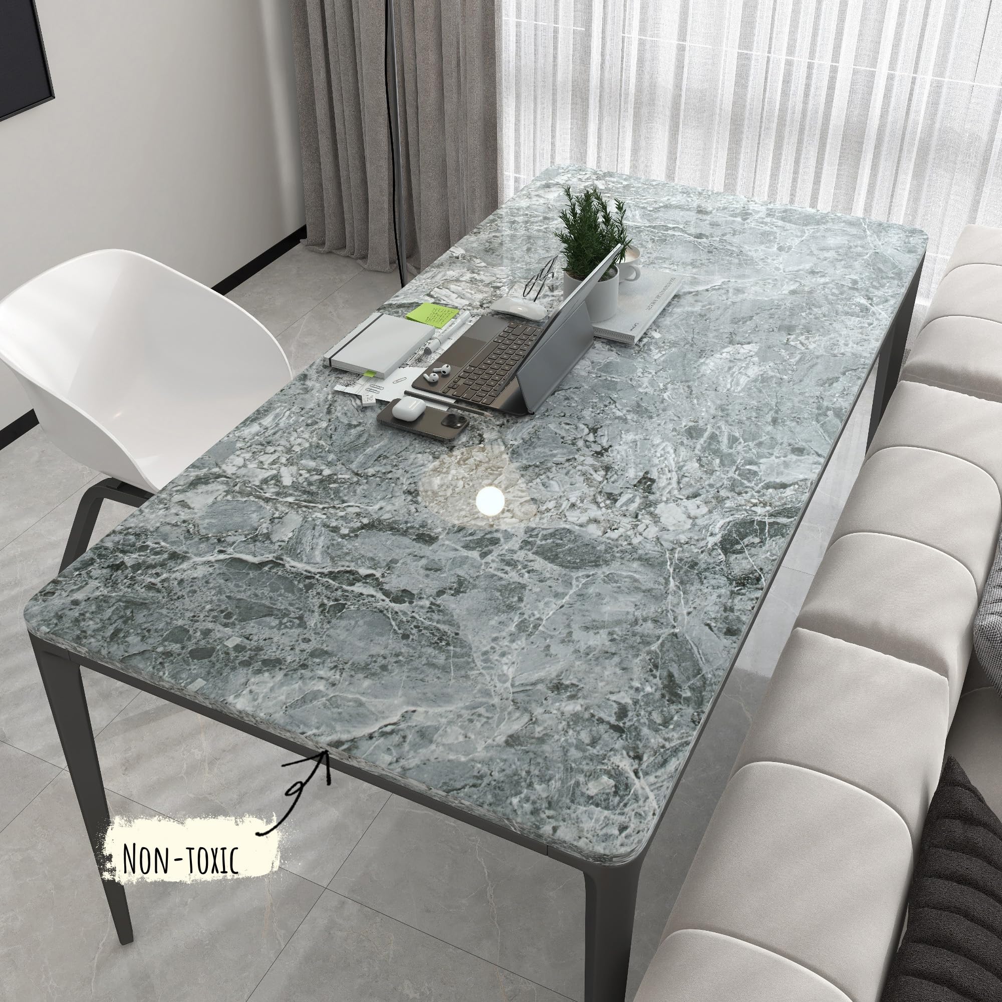Tapeta marmurowa, Samoprzylepna marmurowa rolka winylowa wielokolorowa, wiele rozmiarów(Grey-marble,70Wx300L-cm)