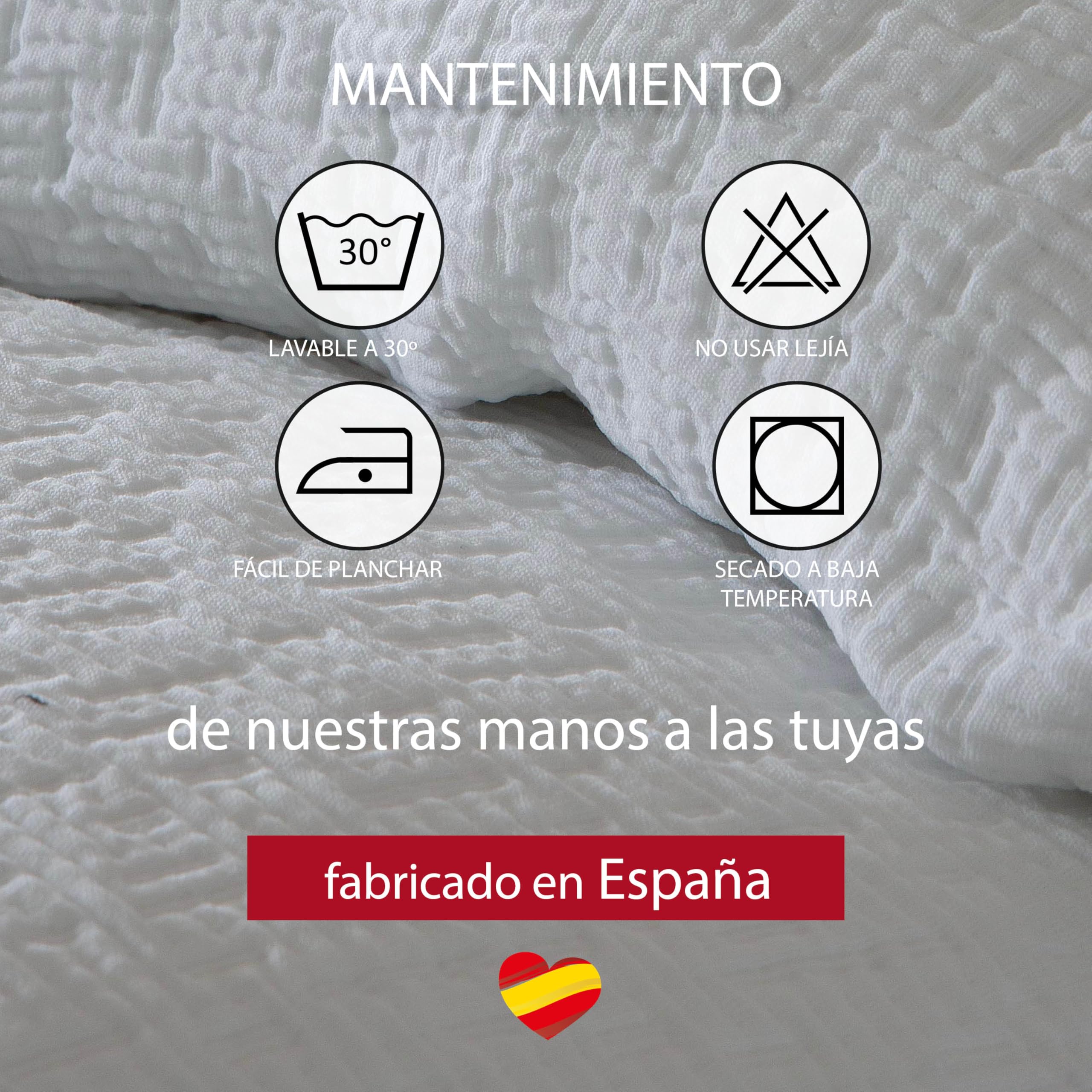 Henko - Colcha de Verano Erik Reversible Jacquard - Diseño Ligero y Transpirable - Efecto Volumen - Esquinas Redondeadas Elegantes - Erik Blanco - Cama 200 (300x270cm)