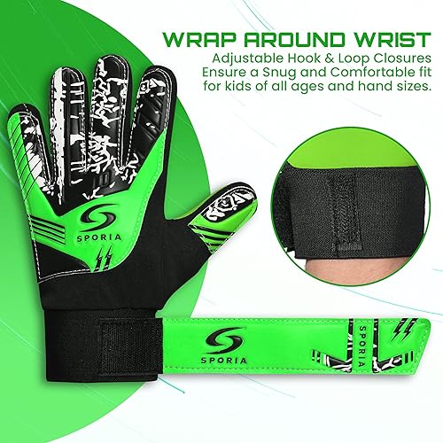 Miniatura 4 de SPORIA Guantes de portero de fútbol para jóvenes, con doble protección para la muñeca, guantes de fútbol para niños, material de látex