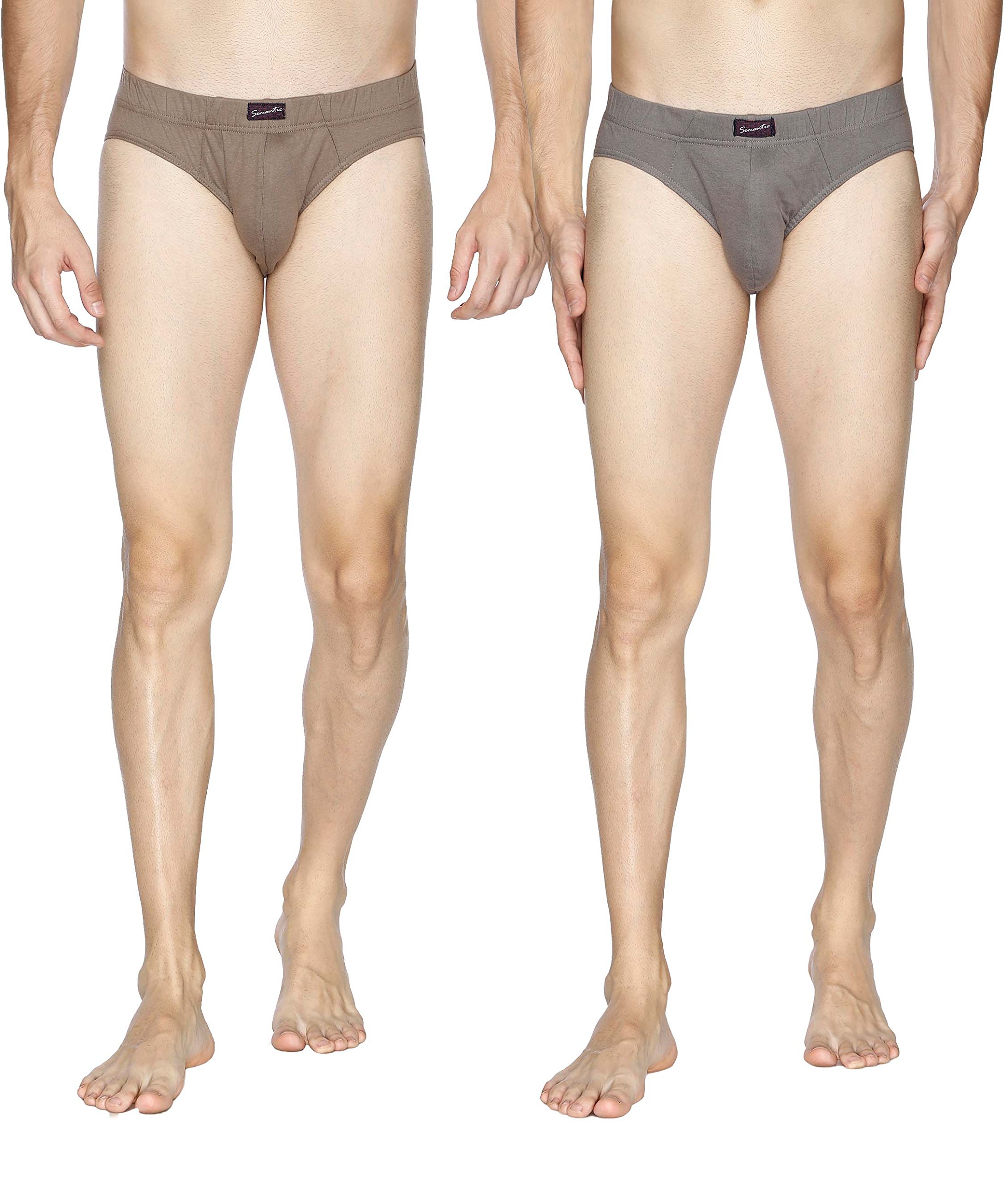 semantic Combo of 2 Men's Cotton Brief in S Size (Small) in Regular Rise & Elastic Waistband - Set of 2 Plain Men's Underwear in Color Grey & Brown combo's (70cm to 75cm Size)-picture-14
