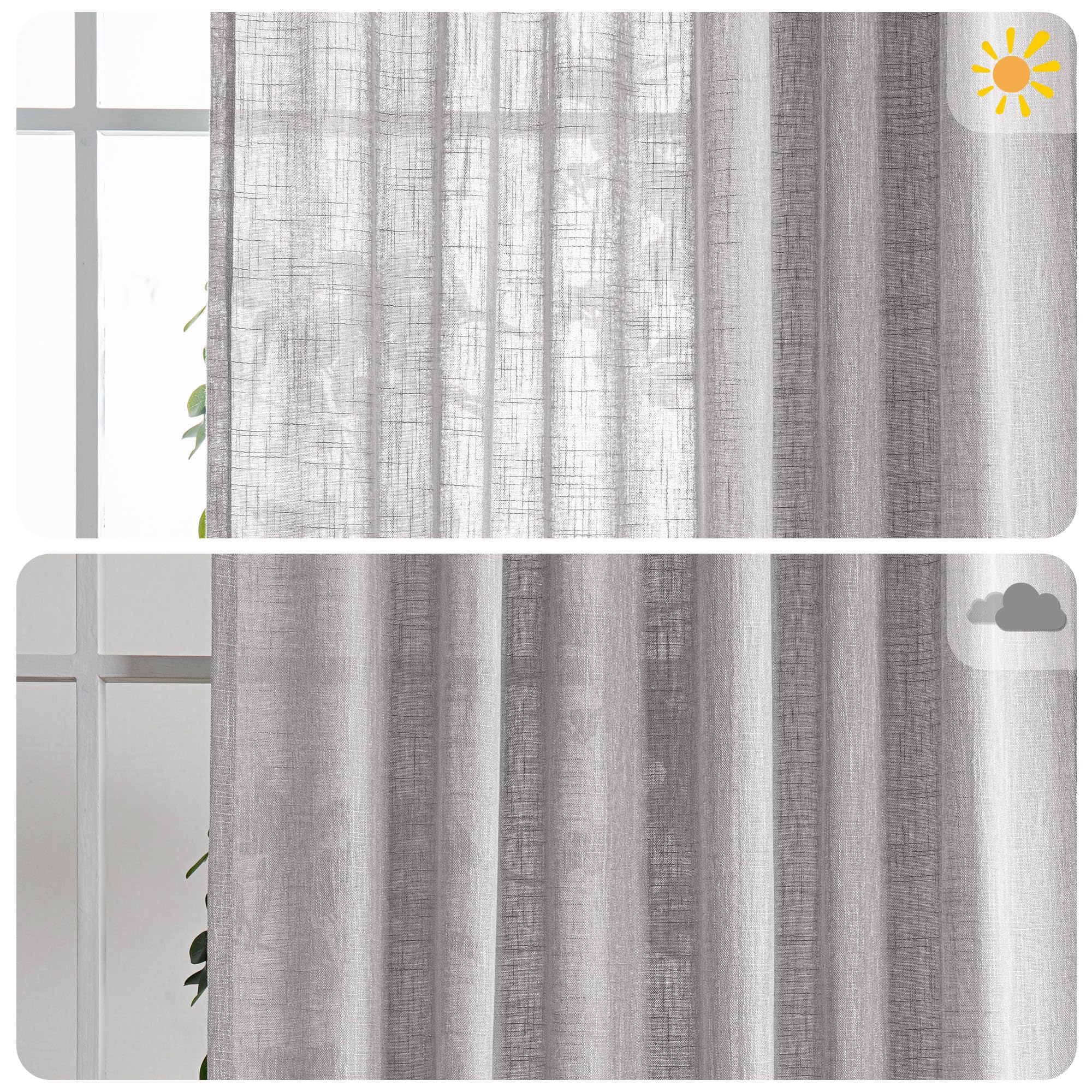 Cortinas Lino MYSKY HOME Juego De 2 Cortinas Blancas Con Ojales, Cortina De  Gasa Transparente Para Habitación Infantil, Para Salón, Moderna, Bordada,  Con Ojales, Transparente, Para Dor Cortinas Cortas, image size:2000x2000