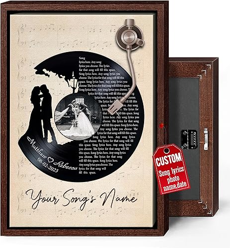 Vista 183 de H-DEWALL Letras de canciones personalizadas con marco, arte de pared musical personalizado para él, decoración sentimental y regalo inspirador