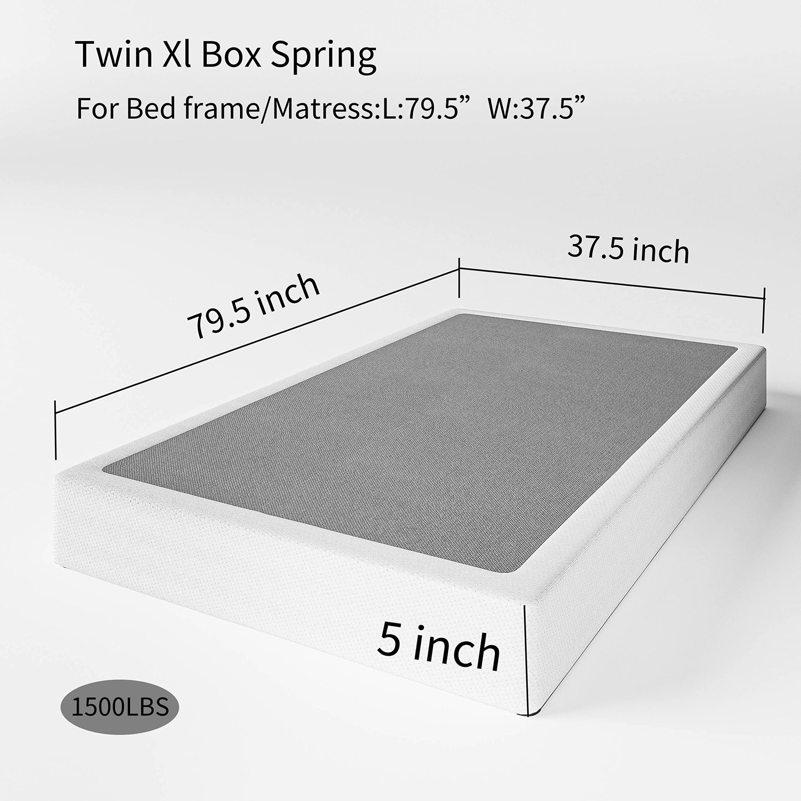 Aardhen TwinXL Box Spring 5 Inch High Profile Strong Metal Frame