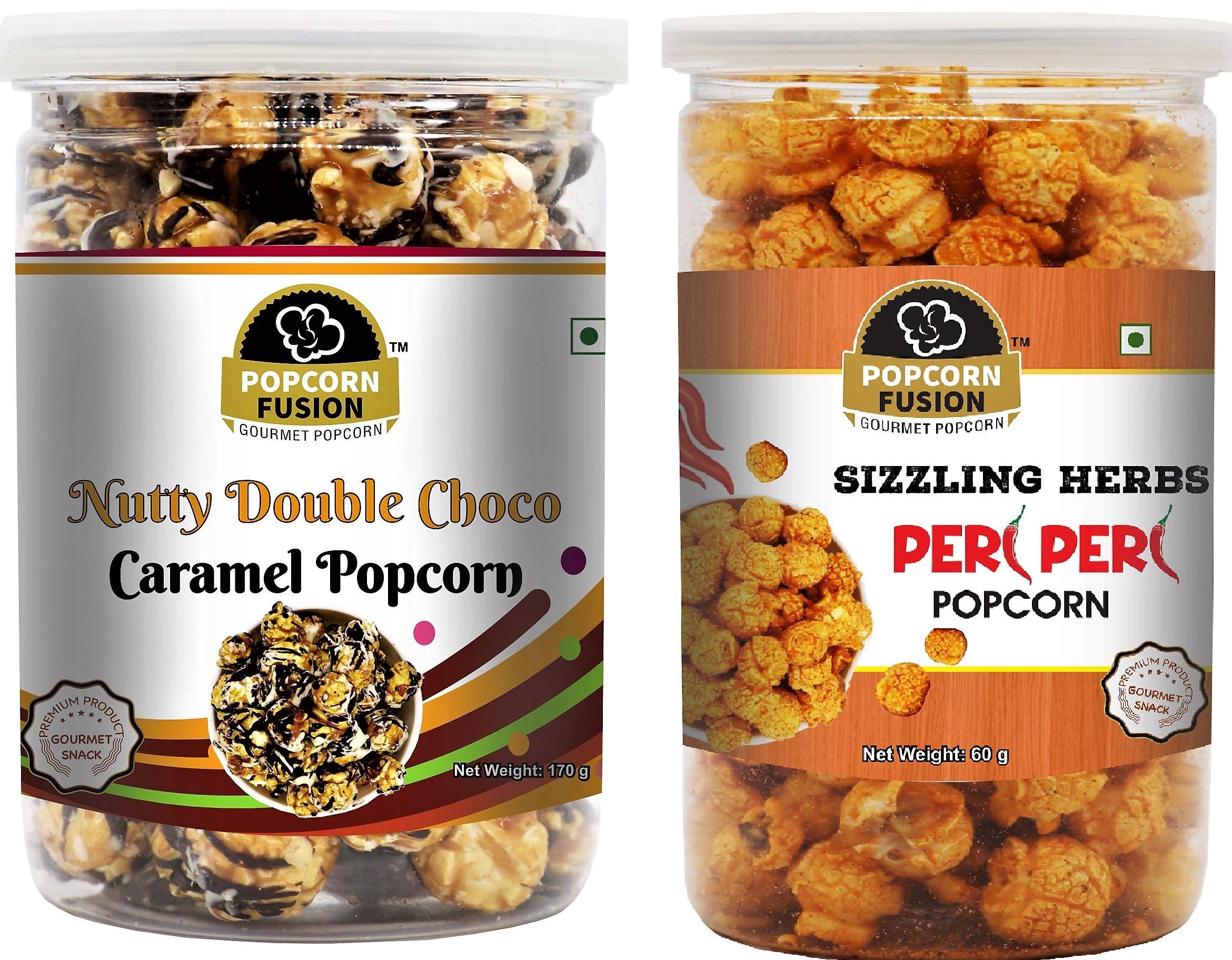 Popcorn Fusion: Gift Pack-210g-Nutty Double Chocolate & Peri Peri Popcorn Combo 1