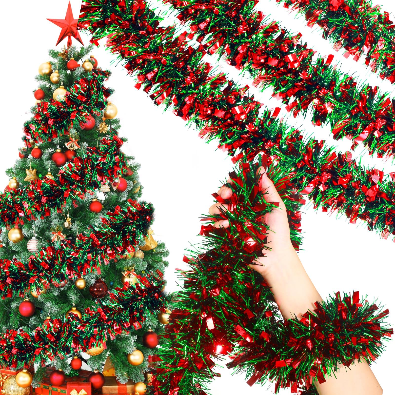 Guirlande de Noël grand format 48m pour décorer facilement escalier et grand sapin