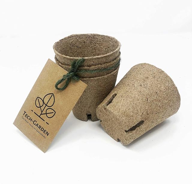 Tech-Garden 72 Pack of Biodegradable 8 cm Plant Pots - Plastic Free & Certified Compostable Coir Fibre Eco Friendly Seed Starting Germinating Pack