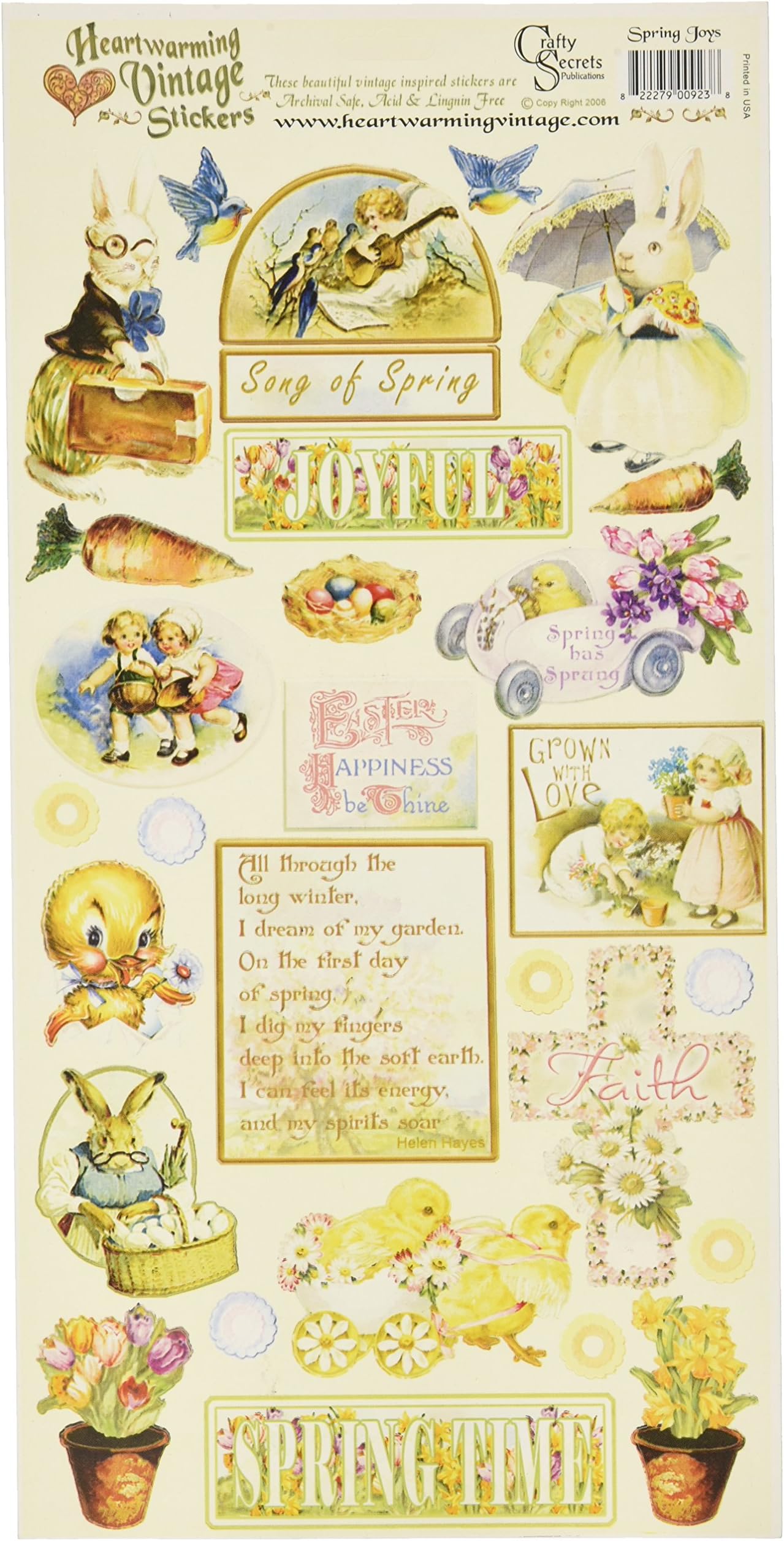 Heartwarming Vintage Cardstock Stickers 6"X12"Sheet-Spring Joys