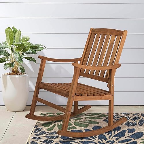 Miniatura 8 de JONATHAN Y RCK102B Penny Classic - Mecedora de madera de acacia para patio al aire libre, 300 libras, para jardín, césped, patio trasero, piscina,