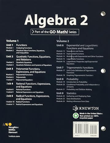 Interactive Student Edition Volume 1 2015 (HMH Algebra 2)