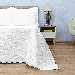 Kit Colcha Super King 3 pçs Camili C/Aba Americana Cobre Leito Dupla Face Matelado (BRANCO)