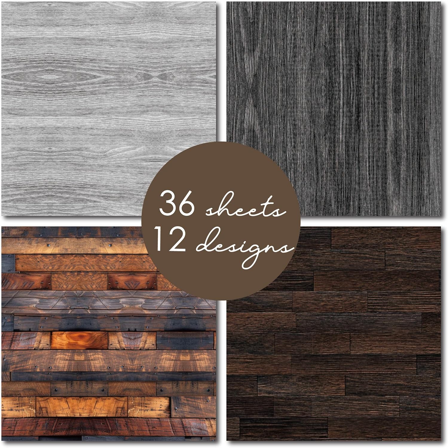 Vintage Wood Texture 12x12 Scrapbooking Cardstock Decorative Paper for Card Making Background Origami Textured Decorative Scrapbook Paper Scrapbook Materials Supplies