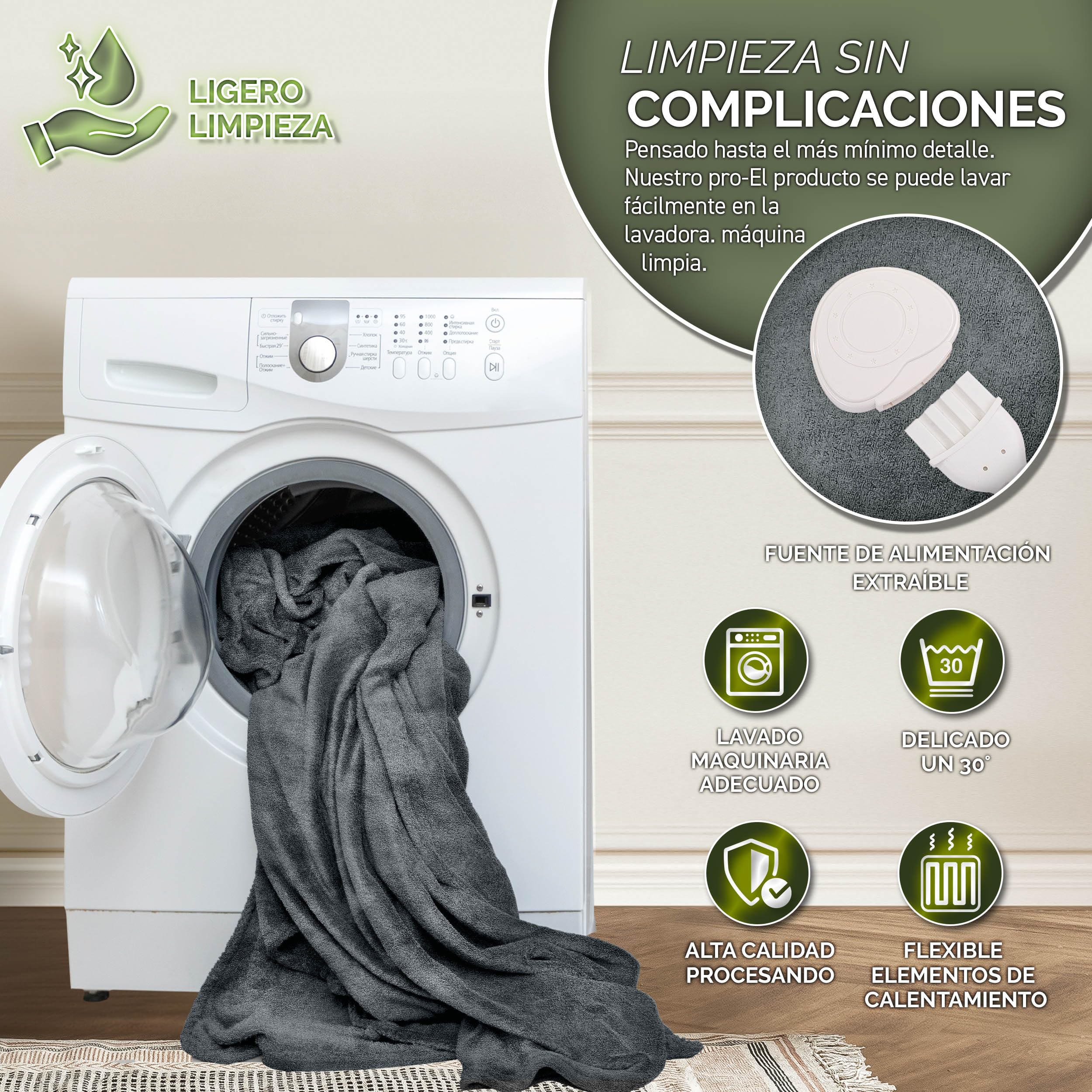sinnlein® Calienta Camas | Manta Eléctrica 200 x 180 cm Gris | con Desconexión Automática y Temporizador | 9 Niveles de Temperatura | Pantalla Digital | Lavabale hasta 40°C