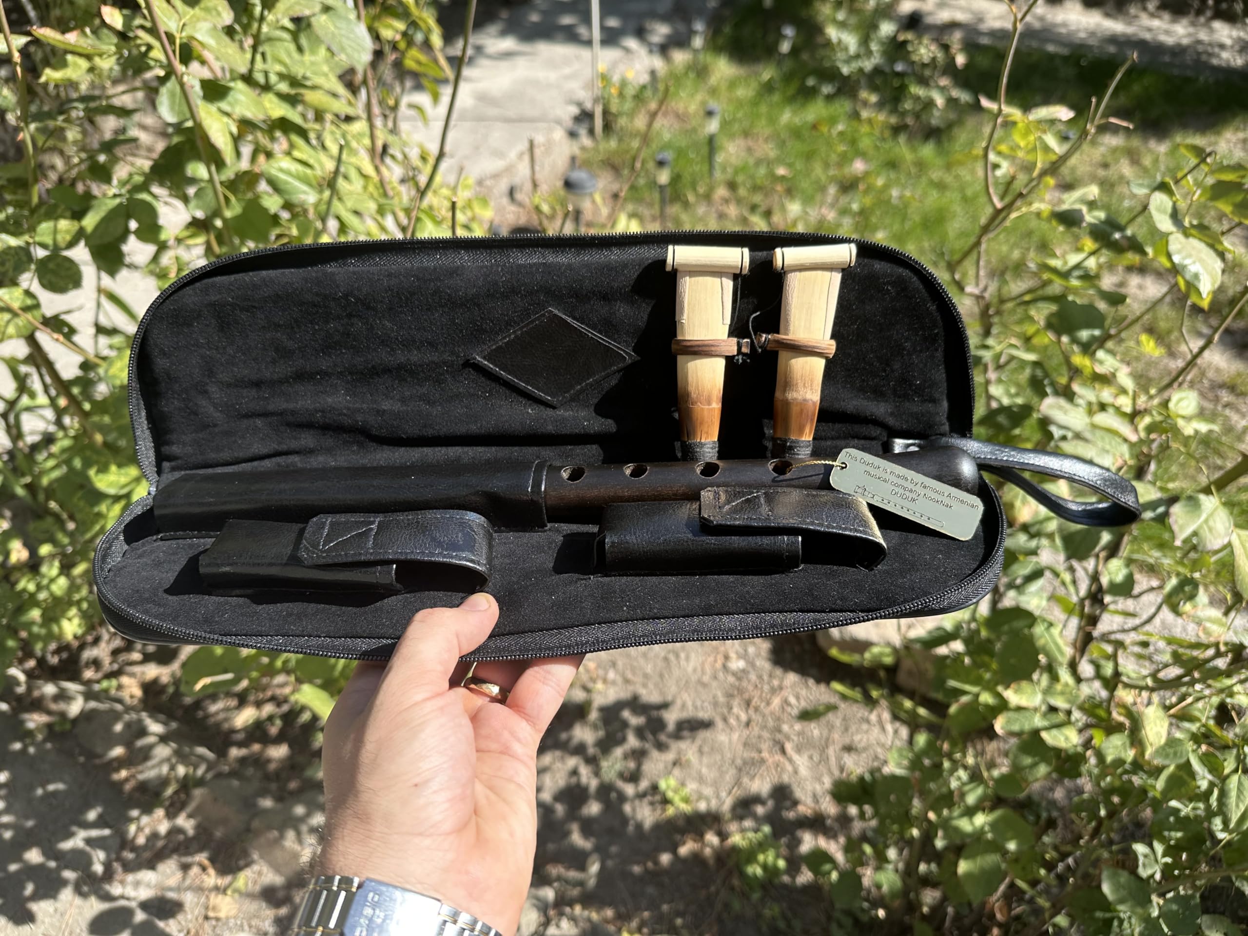 Armenian Professional DUDUK Key A in legno di albicocca Oboe Balaban strumento a fiato, custodia in pelle, 2 ance professionali e istruzioni di gioco