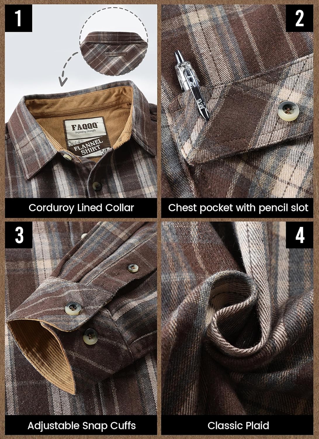 Mens Flannel Shirts Long Sleeve Flannel Shirt Casual Button Down Brushed Cotton Plaid Shirt for Men - Image 6