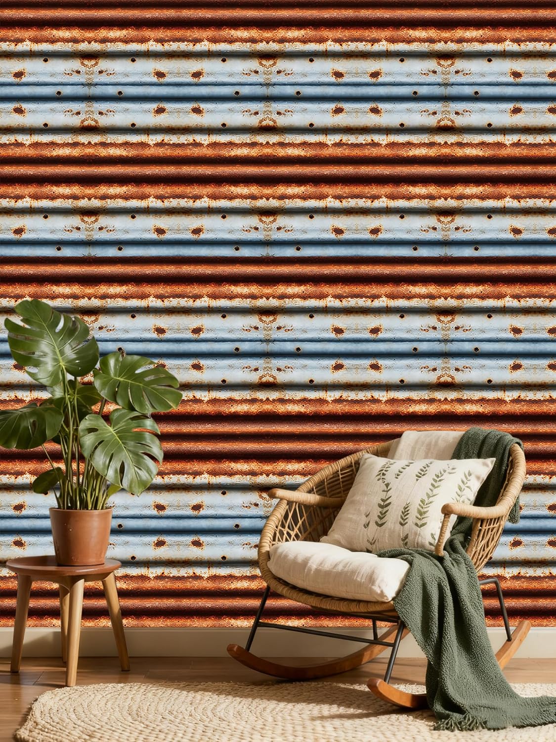 Metallic Wallpaper, Peel and Stick Vintage Rustic Farmhouse Wallpaper, Self-Adhesive Removable Renter Friendly Contact Paper for Bedroom Living Room (17.7"x393"(32.8ft)