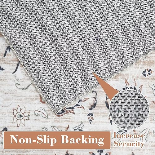 Miniatura 3 de FairOnly Alfombra lavable a máquina de 9 x 12 pulgadas, diseño vintage con alfombras antideslizantes para sala de estar, dormitorio, alfombra con