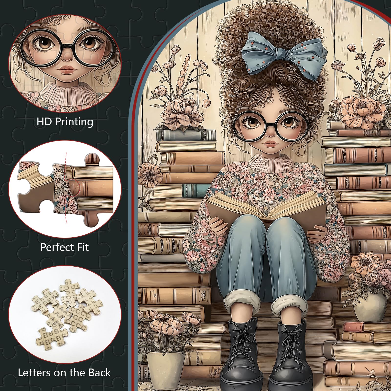Great Jigsaw Puzzles for Adults 300 Pieces Cute Girl Reading Books Puzzles for Adults Toys Gift Family Decoration Kids Puzzle - Image 4