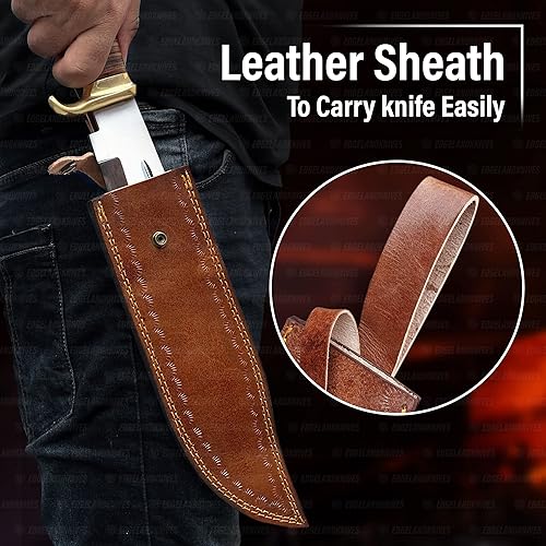Miniatura 5 de Cuchillo Bowie grande con funda  Cuchillo Bowie gigante de 18 pulgadas, cuchillo de acero D2 resistente, hermoso cuchillo de hoja fija con mango de