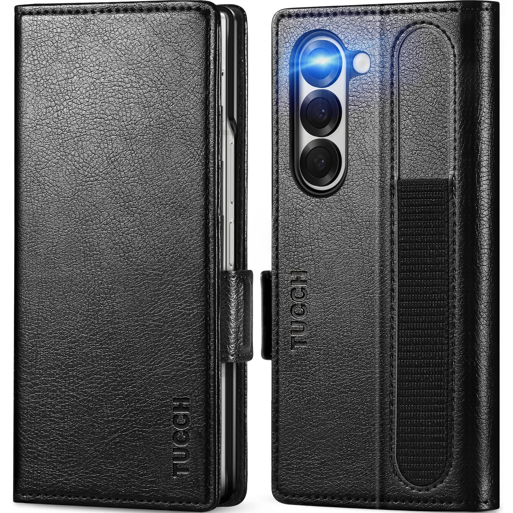 TUCCH Case Wallet for Galaxy Z Fold 6 2024, PU Leather Folio Case with S Pen Holder, Stand Function, RFID Blocking Card Slot Shock-Absorbent