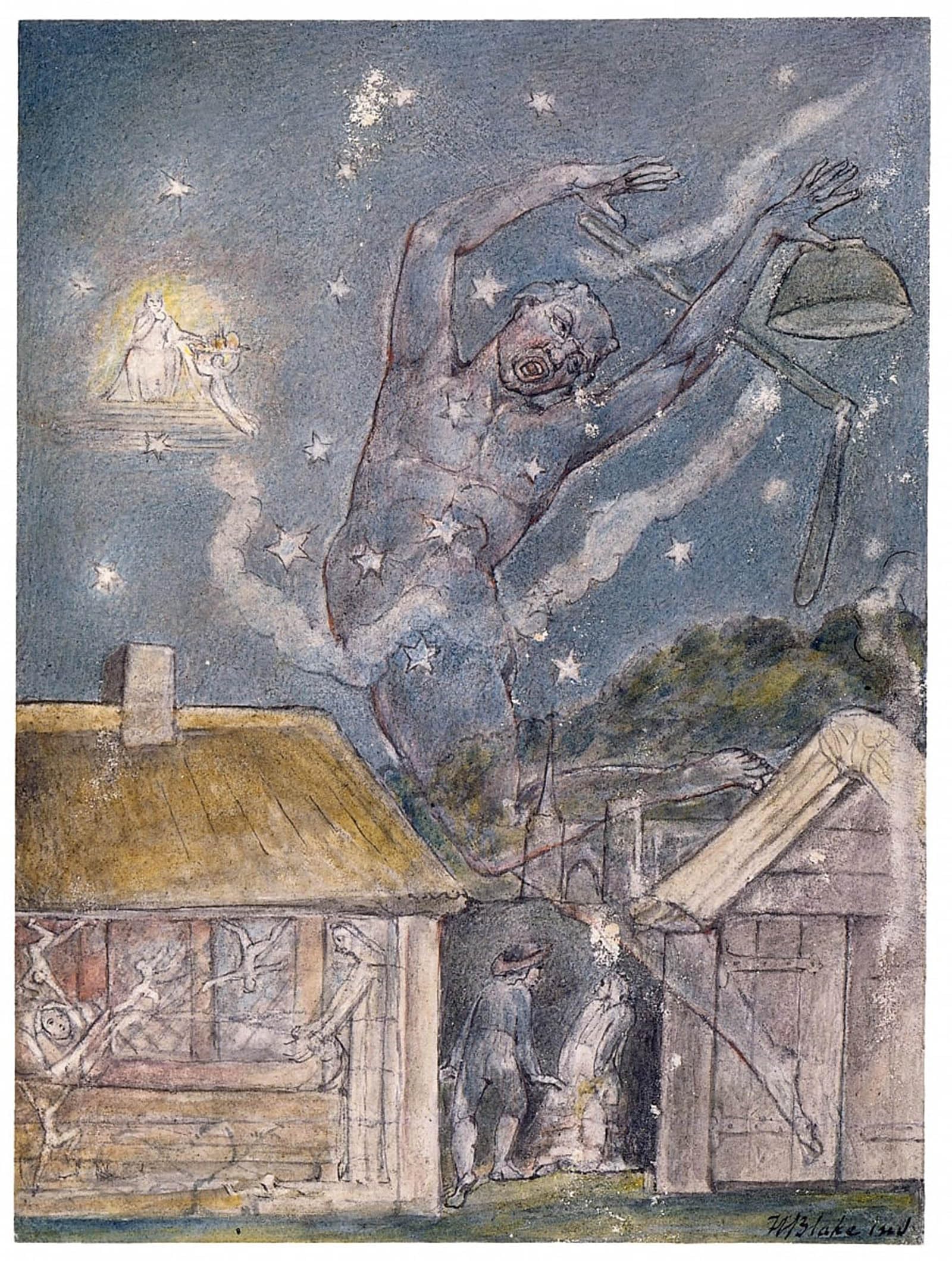 POSTERIIk Famous Modern Artwork Art Mural the Goblin by William Blake Oil Paintings Pictures for Home Decor 60x90cm