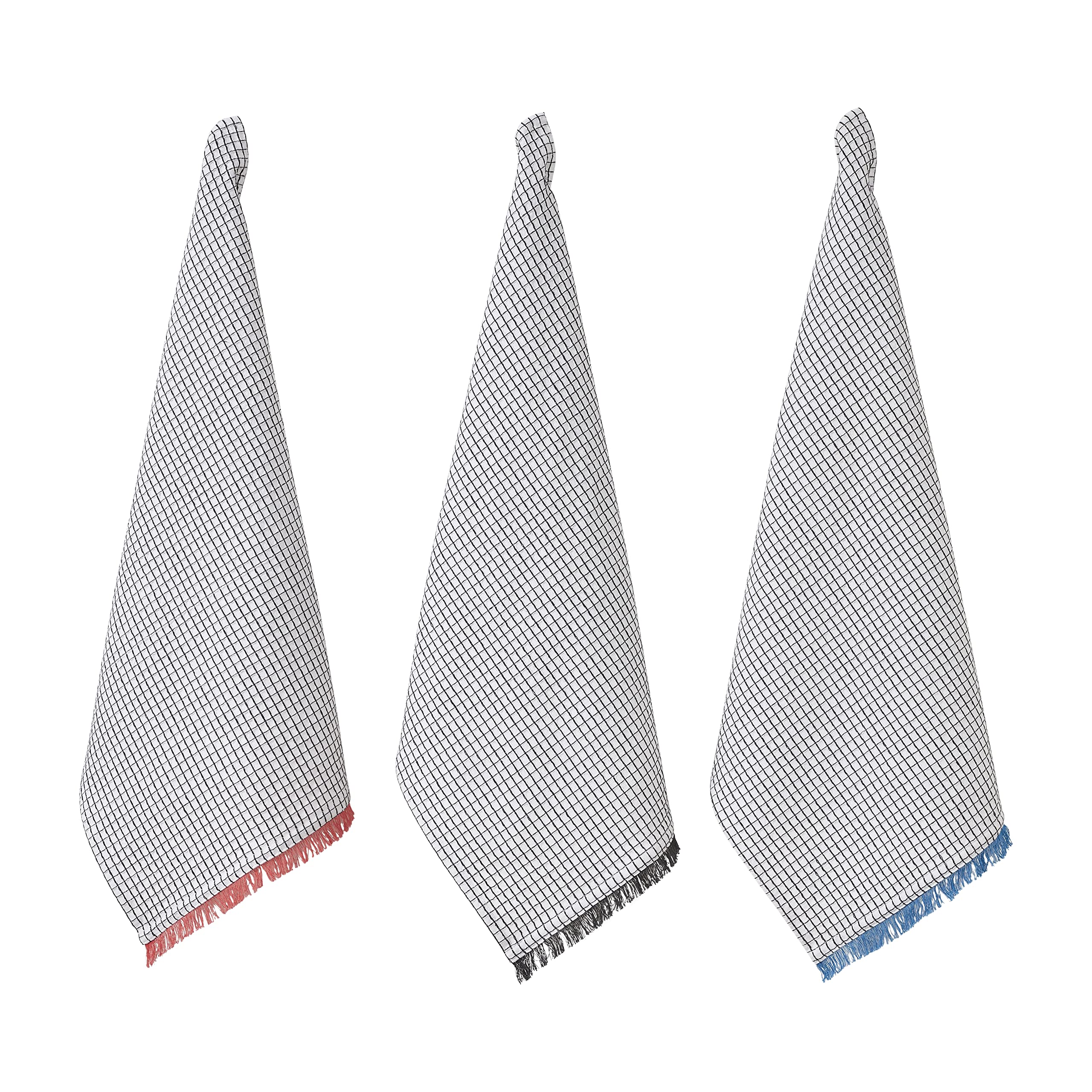 Penguin Home Set of 3 100% Cotton Kitchen Towels, Eco Friendly Sustainable Tea Towels Stylish with Different Pattern, Size - 50x70 cm Colour - Black & White Dish Towels