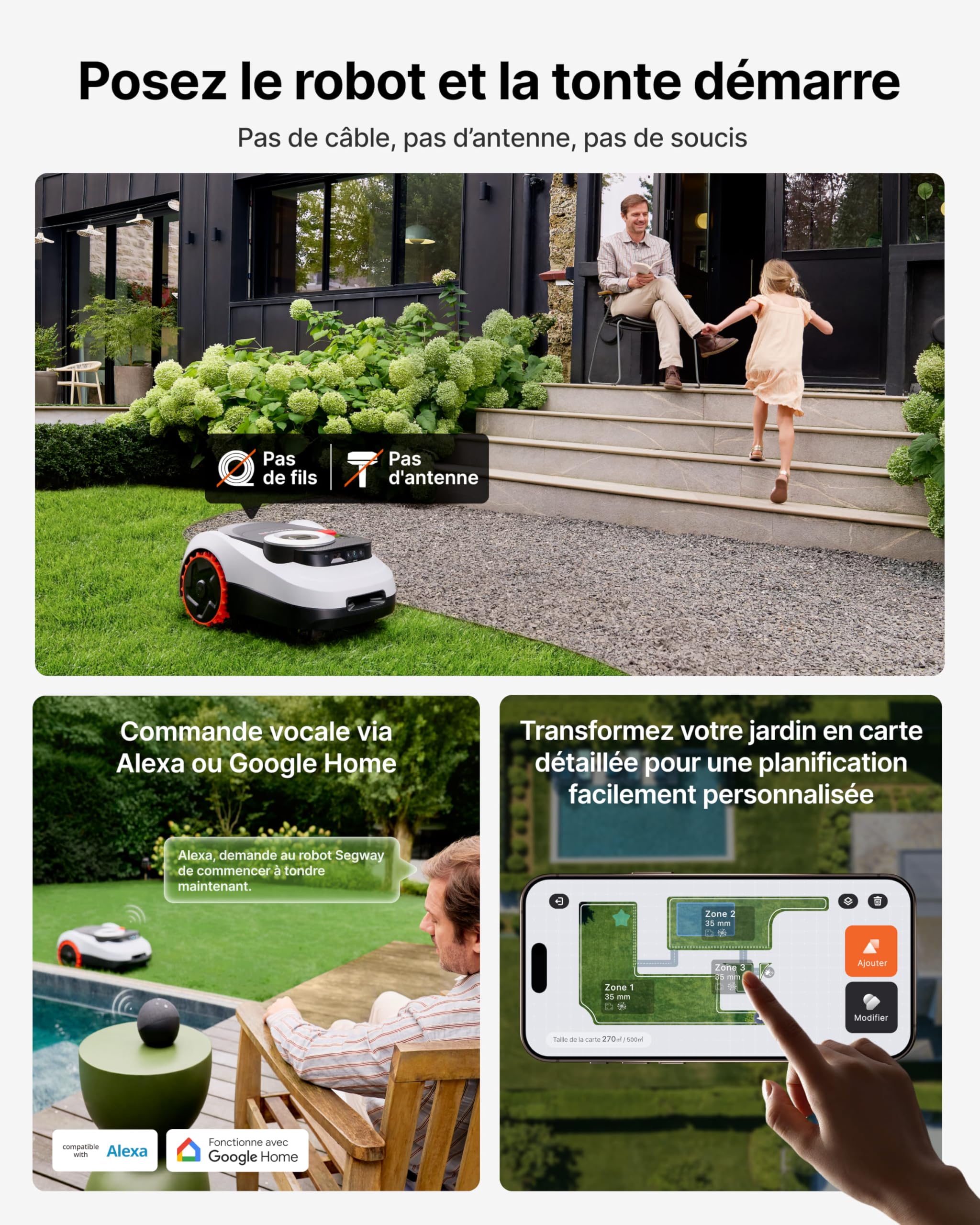 Segway Navimow i208 LiDAR Robot Tondeuse Kit avec Garage M + 4 Kits de Lames — vue 2