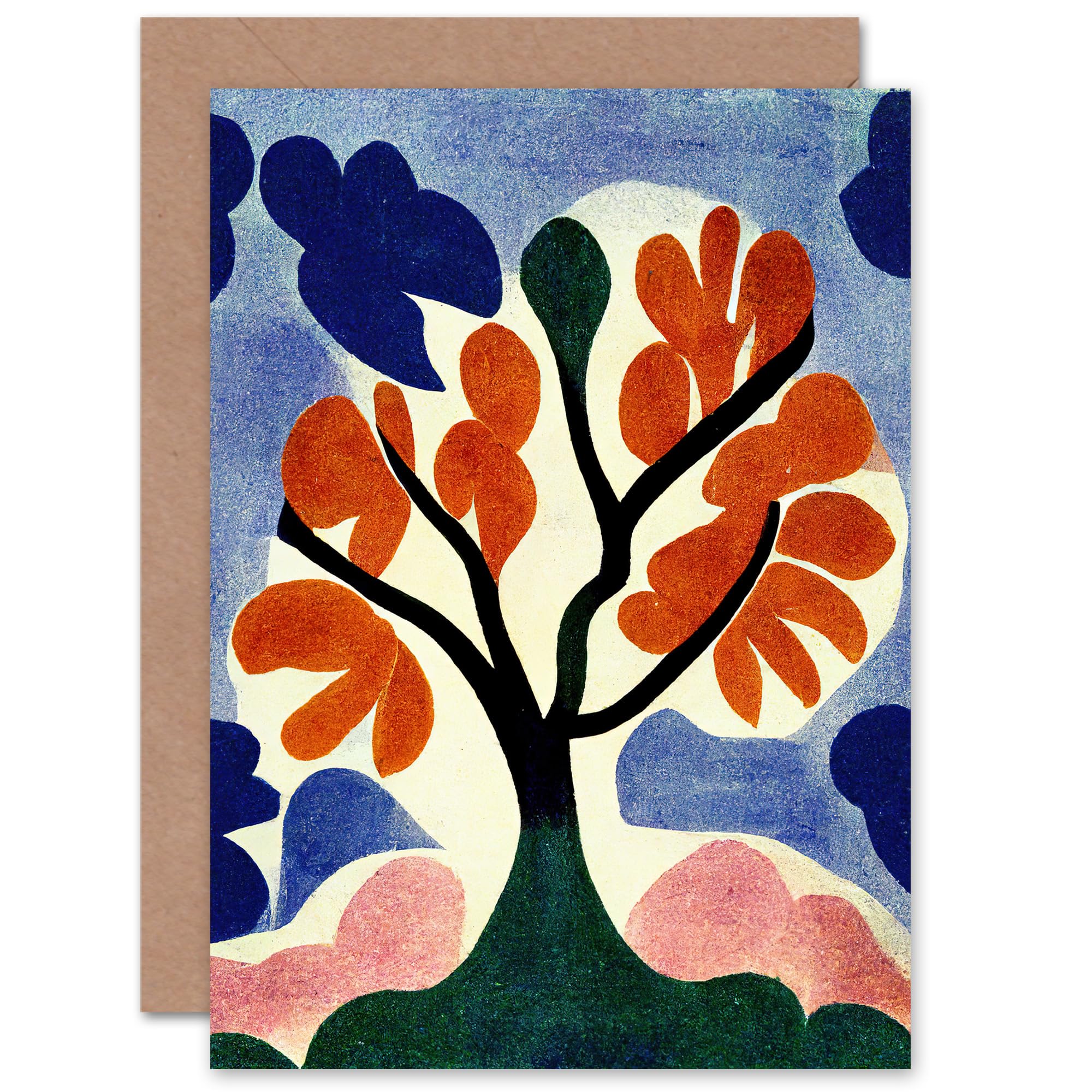 Artery8 Matisse Style Tree for Wife Her Mum Sister Daughter Mom Gran Nan Birthday Thank You Congratulations Blank Art Greeting Card