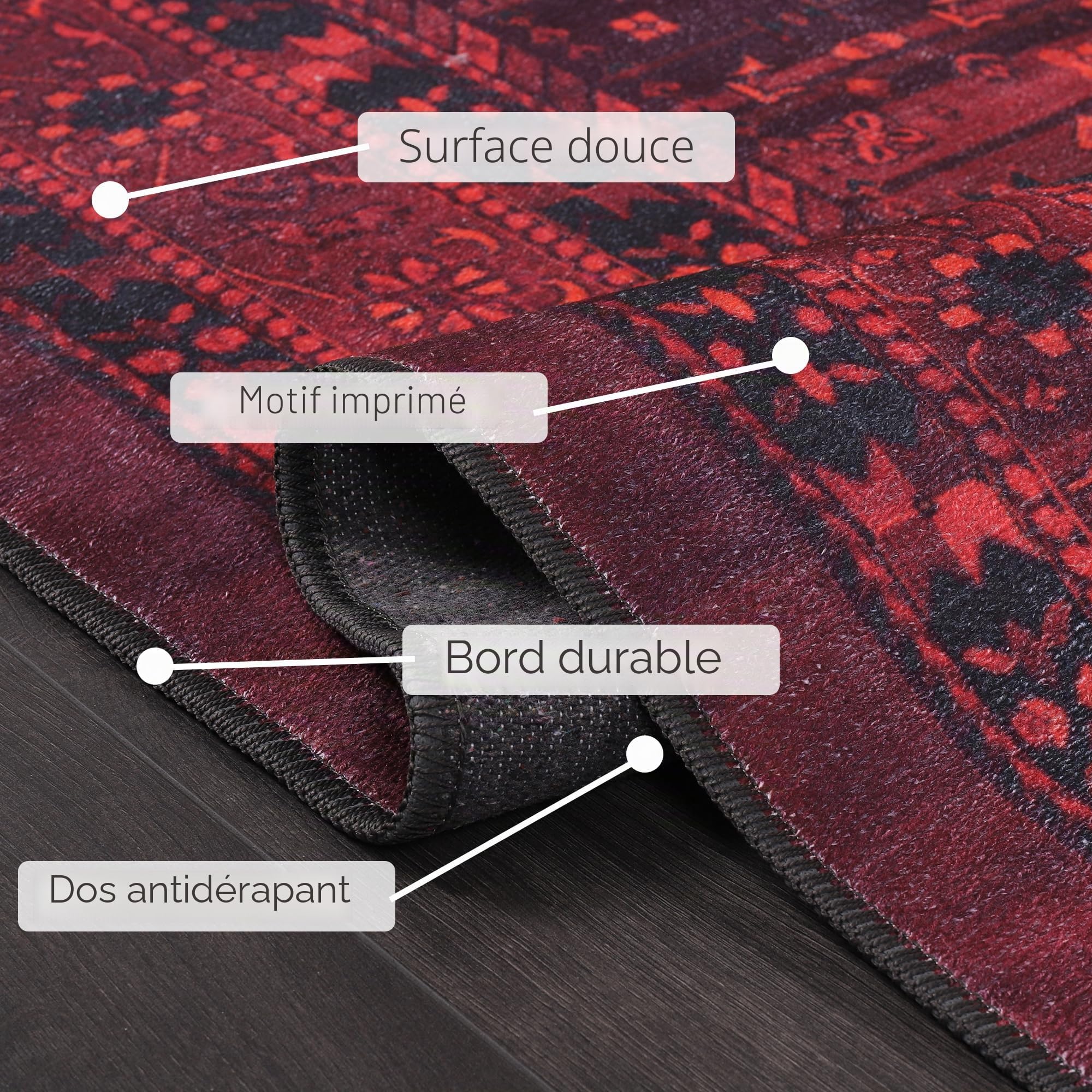 Tapis Lavable pour Salon, Chambre à Coucher, Cuisine - Tapis antidérapant tissé à partir de Coton - Tapis Vintage pour Salon, Chambre à Coucher, Cuisine - Convient aux Enfants et aux
