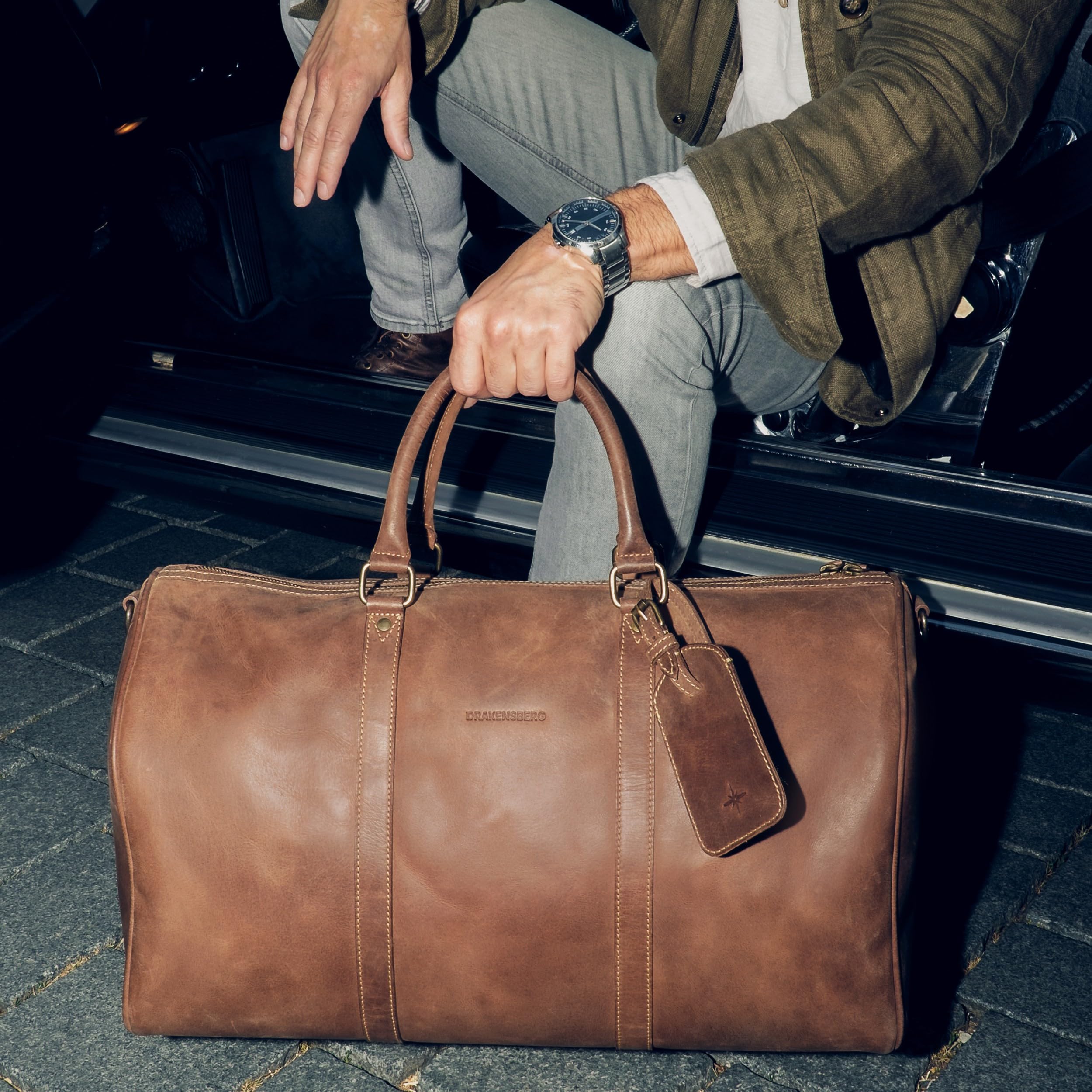 DRAKENSBERG Weekender 'John' - elegancka skórzana torba podróżna dla kobiet i mężczyzn, nadaje się do bagażu podręcznego, 40 l