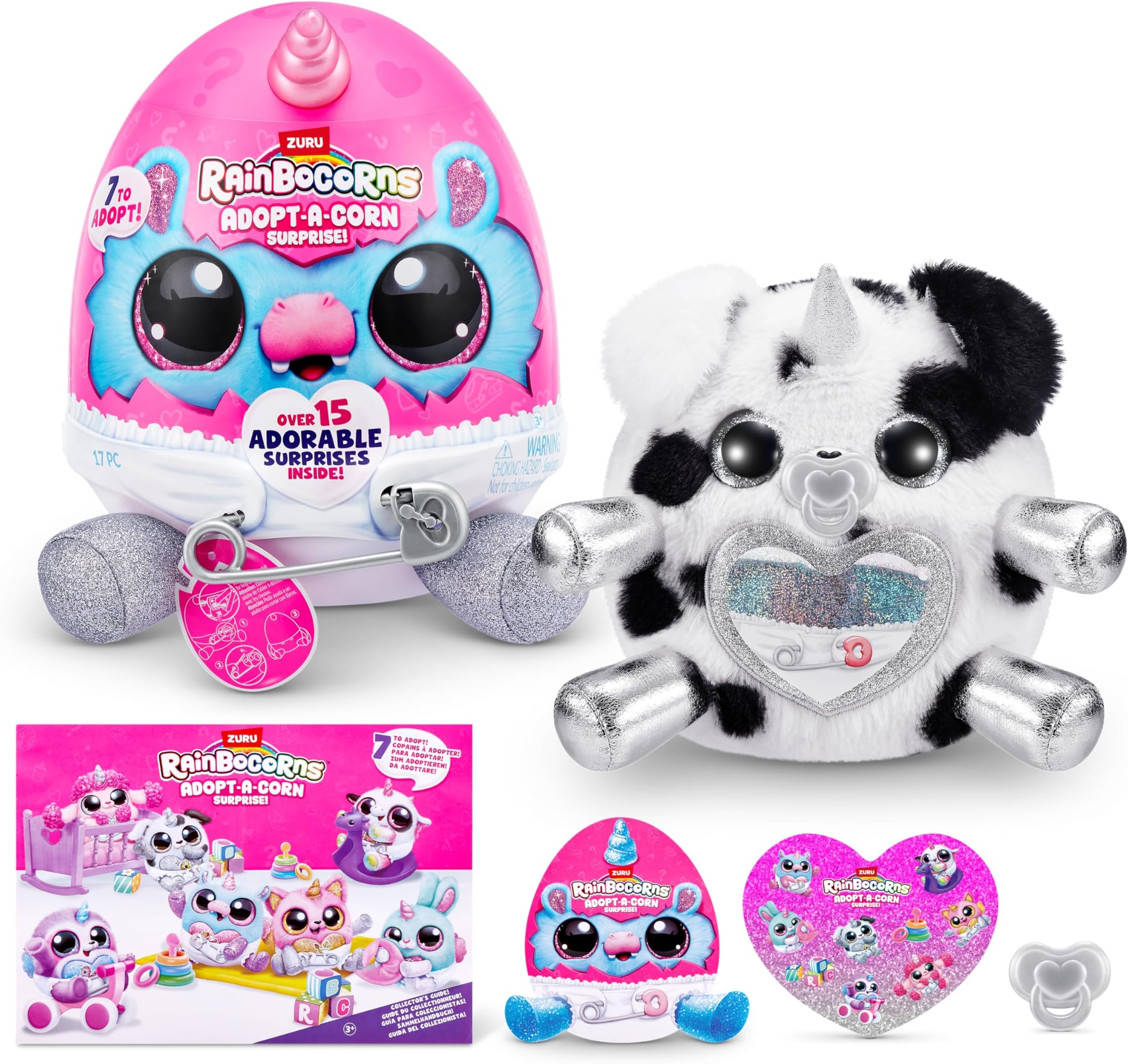 Adopt-A-Corn Surprise Dalmatian (Nino) by ZURU, 15+ Surprises, Collectible Plush, Baby, Surprise Eggs for Girls & Children Ages 3+ (Dalmatian)